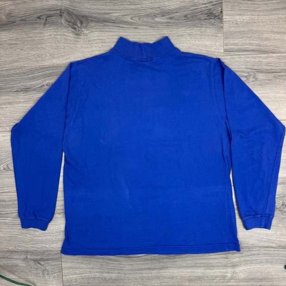 Vtg L.L.Bean Blue Long Sleeve Mock Neck Shirt Womens XL (18-20) 100% Cotton USA - Picture 9 of 14